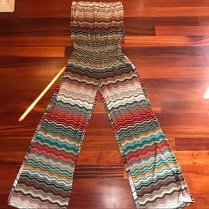 Veronica M multi colored strapless jumpsuit size M